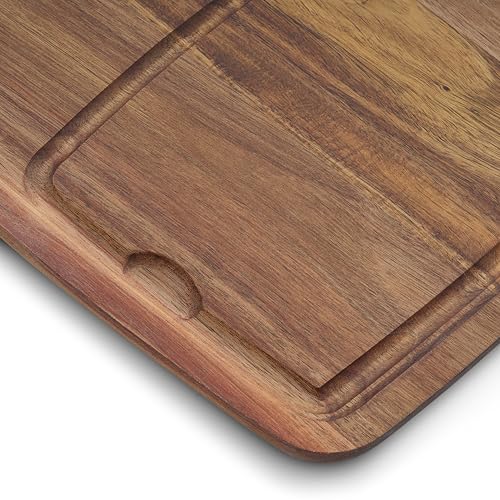 4-Piece Wooden Steak Plate Set with Juice Grooves and Sections