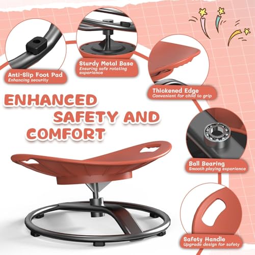 Kids Sensory Spinning Chair with Safety Handle - Orange, Small