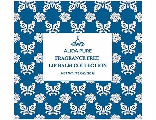 ALIDA PURE Fragrance-Free Vegan Lip Balm Set, Unscented, No Flavor, 5 Tubes