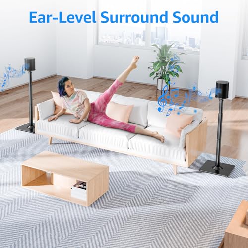MOUNTUP Adjustable Speaker Stands for Sonos Era 100 & One - Floor Standing, Cable Management, Height 35-43 Inches, Pair