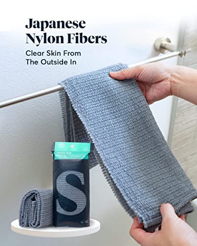 SUTERA 47-Inch Exfoliating Shower Towel for Back & Body Scrubbing