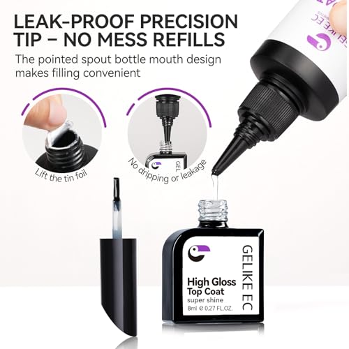 Gelike ec Base & Top Coat Nail Gel Set 2x100ml HEMA-Free Salon Refill Duo