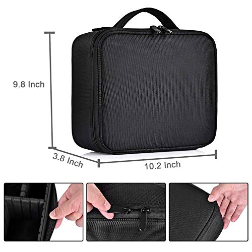 Travel Makeup Case, Cosmetic Train Case Organizer Portable Artist Storage Makeup Bag with Adjustable Dividers for Cosmetics Makeup Brushes Toiletry Jewelry Digital Accessories - Black