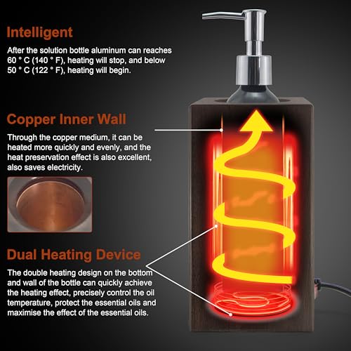 Elitzia Walnut Massage Oil Warmer - Solid Wood Lotion Warmer with Copper Heating System