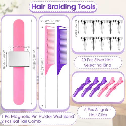 Juexica 19 Pcs Braid Hair Extension Stand Organizer Set, 6-Tier, Purple Mixed Color