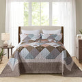 Oversized King Bedspread Set - California King 120x120 Brown Border Reversible Quilt
