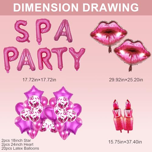 100PCS Spa Party Supplies with Decorations Balloons for Girl,Include Balloons Face Masks Skincare, Lip Balm, Under Eye Patches, Foot Bath Bomb, Birthday Sleepover Supplies Party Kit for Women Gift Set