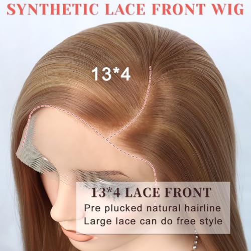 26-Inch Synthetic Lace Front Wig for Women - Ash Brown Blonde Highlights - Variation: Ash Brown Bleach Blonde Highlighted