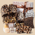 Leopard Print Spa Gift Set for Women - Self Care Home Bath Kit with Slippers & Bath Salts