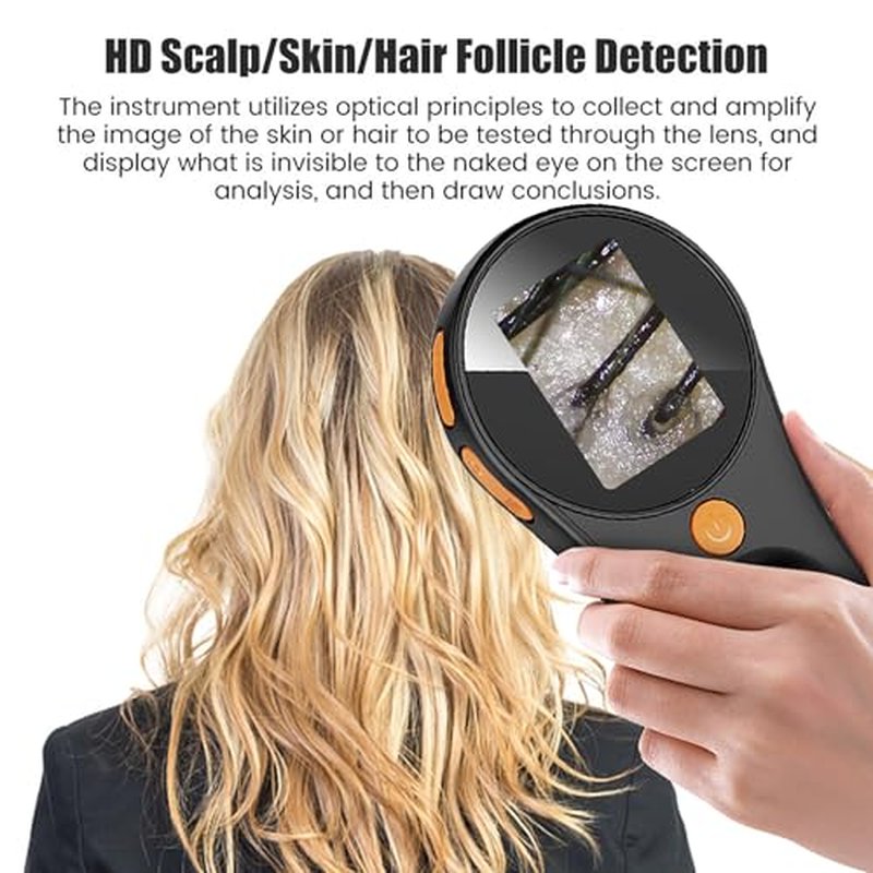 Handheld Dermatoscope Skin Analyzer Machine, Wireless Portable Digital Microscope with 1080P IPS Screen 8 LEDs, 500X Magnifier, for Scalp/Hair Trichomes Facial Skin Dermatoscope
