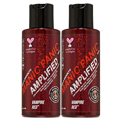Vampire Red Hair Dye Set - 4 Fl Oz Per Bottle, Pack of 2, Semi-Permanent, Deep Blood Red - Vegan & Ammonia-Free