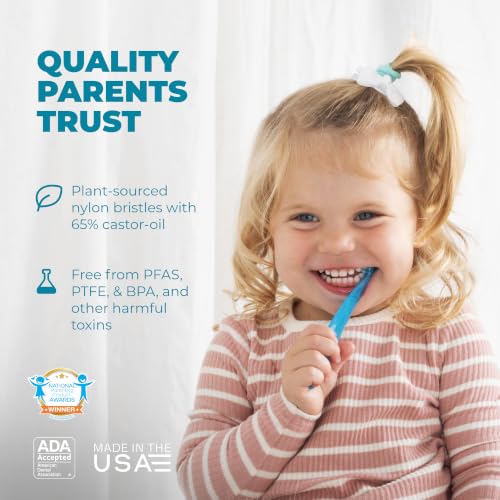 RADIUS Totz Toothbrush for 18 Months Plus - Assorted 6 Count (Blue/Pink/Purple/Green/Yellow/Coral) Extra Soft BPA Free
