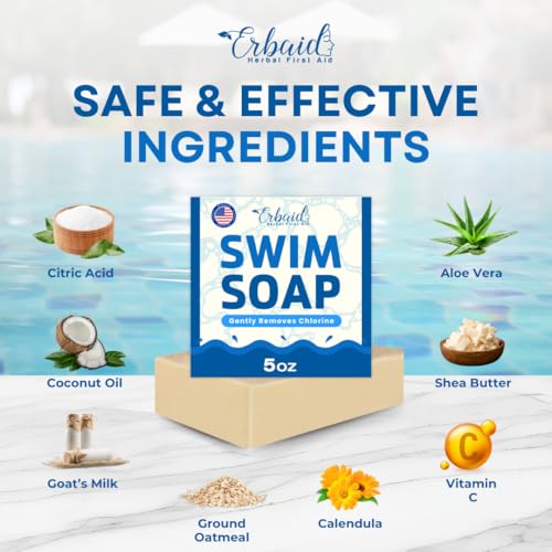 Swimmers Shampoo ? Chlorine Removal Body Wash ? Natural Face & Body Soap Bar ? Removes Chlorine, Salt, Bromine, Hard Water & Sunscreen ? Gentle Moisturizing After Swim Care ? Made in USA for All Ages