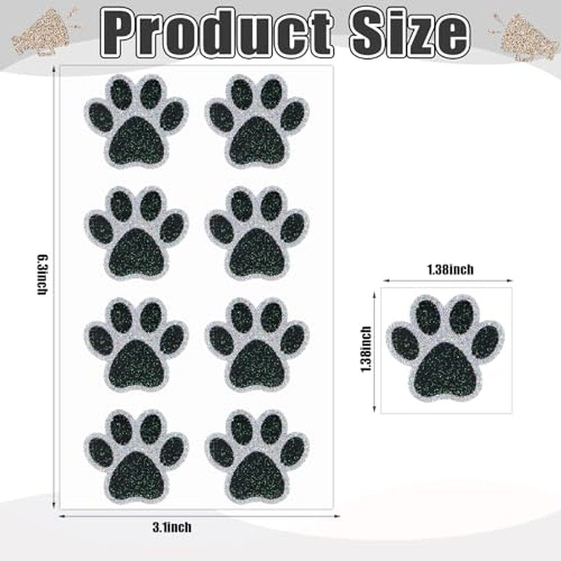 Blulu 25 Sheets 200 Pcs Glitter Paw Print Tattoos Temporary Glitter Dog Paw Print Face Tattoos Dog Stickers Removable for Cheer Patrol Women Face Body Arm House Party Supplies(Black)
