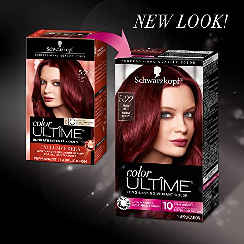 2 Count Permanent Red Hair Dye - Schwarzkopf Color Ultime Ruby Red, Vibrant & Fade-Resistant