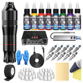 Red Tattoo Gun Kit - Rotary Pen Machine with 10 Cartridges & Ink for Beginners