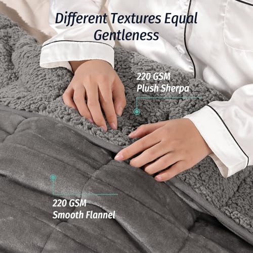 Wemore 20 lbs Grey Sherpa Fleece Weighted Blanket Queen 60x80 inches
