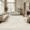 Beige 9x12 ft Washable Vintage Rug for Living Room - Homemate
