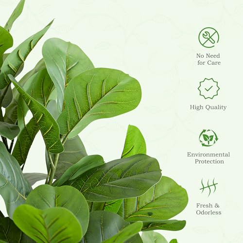 White 5FT Artificial Fiddle Leaf Fig Tree Indoor Outdoor Plant - Realistic Fake Tree