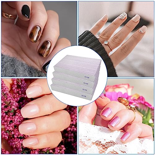 100 Pcs 80/80 Grit Square Nail Files Coarse Emery Boards for Acrylic & Gel Nails - Professional Manicure Tools