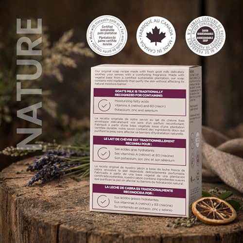 Nature Goat Milk Bar Soap, ORIGINAL (4-Pack), 5 oz (141 g), With Fresh Goat Milk, Vitamin A, B3, Potassium, Zinc & Selenium, Moisturizing Body Soap