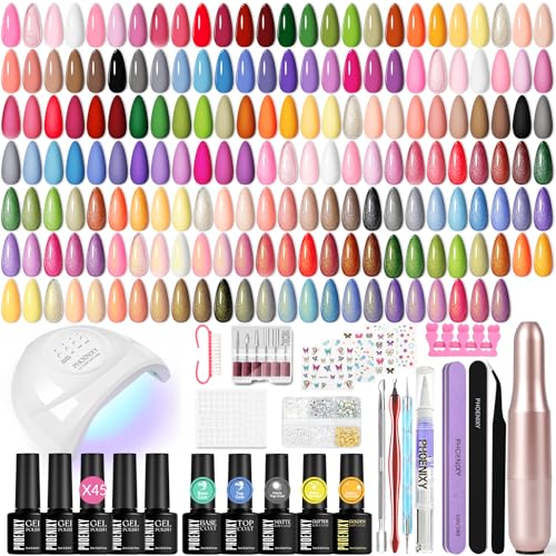 Gel Nail Polish Kit with Nail Drill UV Lamp and Decoration - Candy Pearl Variation