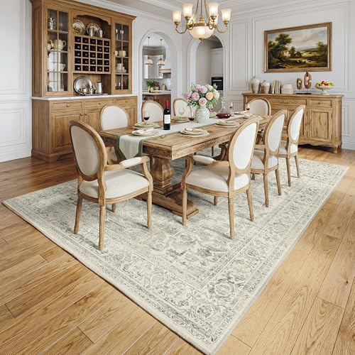 6' x 9' Neutral Green Washable Oriental Area Rug for Living Room