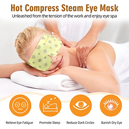 Serfeymi 10 Packs Steam Eye Masks,Disposable Self Heated Warm SPA Moist Eye Mask Compress Pad for Sleeping,Eye Fatigue Relief,Christmas Stocking Stuffers - Upgraded Scent-Chamomile
