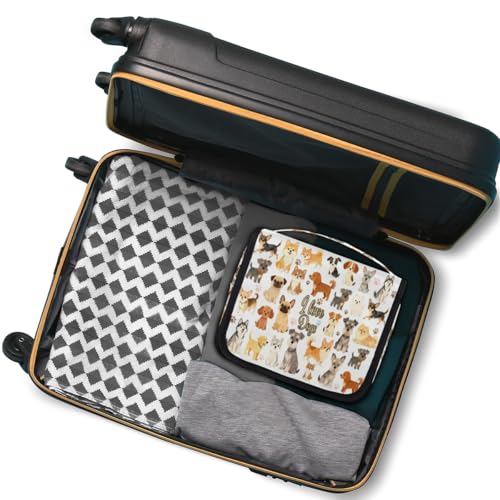 Bardic Hanging Toiletry Bag for Women Cute Dogs Travel Makeup Bag Cosmetic Organizer for Gilrs Waterproof Hygiene Bag Shower Wash Bags with Hanging Hook for Bathroom Beach Gym