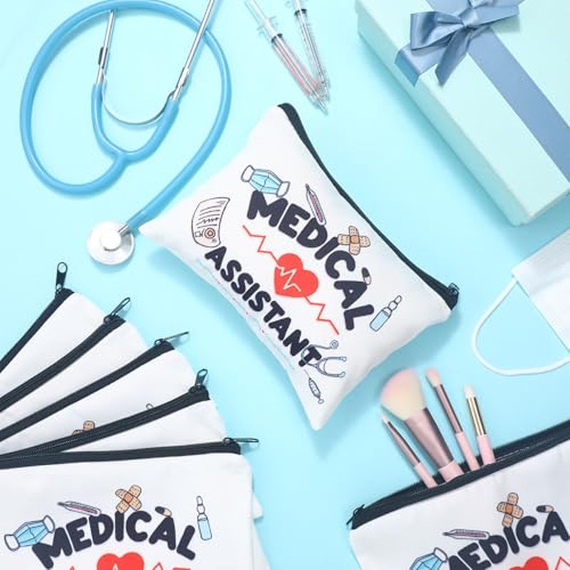 10 Pcs MA Week Gifts Bulk Medical Assistant Appreciate Gift Bulk MA Week Makeup Bag Medical Assistant Party Favors for Nurse Doctor Nurses Day Christmas Thanksgiving Present