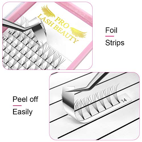 PRO LASHBEAUTY Premade Fans Eyelash Extensions 5D-D-0.10-12 Black PTB Vegan Volume Lash Extensions 9 to 20 mm Pair
