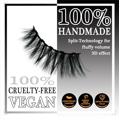 Magnetic Eyelashes with Eyeliner Kit, Synthetic Fiber, Natural Look, Waterproof, No Glue Required (Black+8)