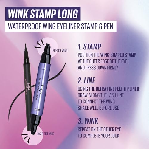 Kaja Wink Stamp Long Winged Eyeliner Set - Double Ended Stamp & Pen, Matte Black, 02 Variant