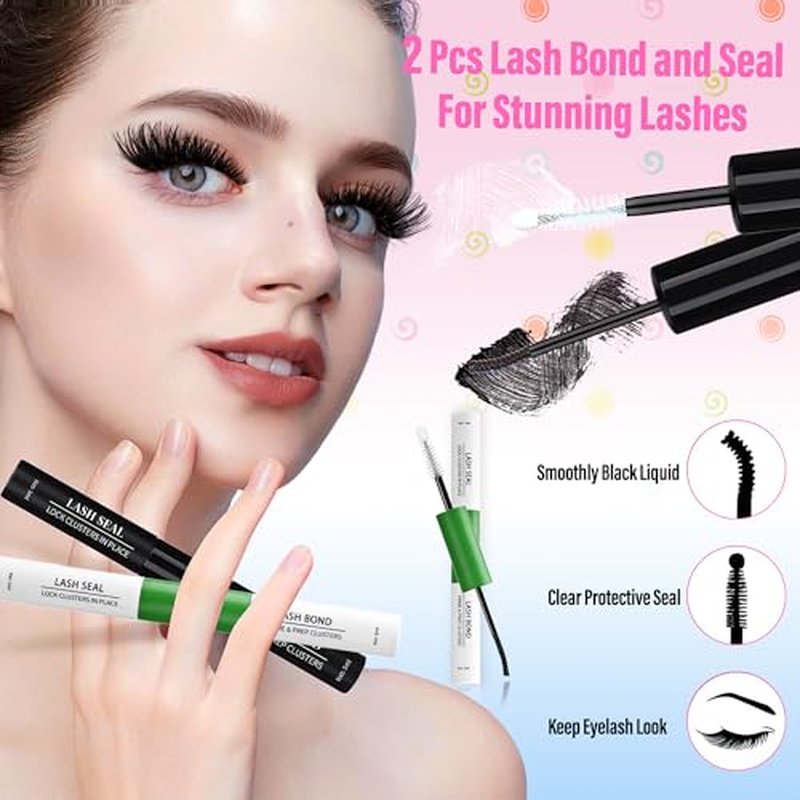 Lash Clusters Kit Fluffy Eyelash Extensions Kit 280D Individual Eyelashes Kit 14-25mm DIY Lashes Extension Kit with Lash Bond and Seal, Lash Applicator, Mega Volume False Eyelashes Kit by BEFACL