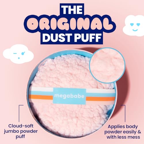 Megababe Oversized Dust Puff Applicator - 6x3 Inch Powder and Makeup Tool - Pack of 2