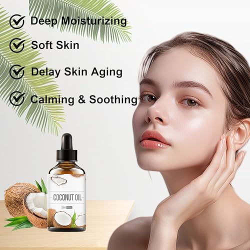 Organic Coconut Oil for Face, Skin, Hair, Natural Cold Pressed Coconut Oil, Deep Hydration, Repair Skin Barrier, Anti-Aging, Reduce Wrinkle & Fine Lines, Tighten Skin, Fast Absorption