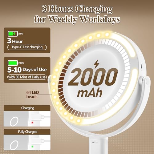 Makeup Mirror with Lights, Double Sided 1x/30x Magnifying Mirror with Light, Rechargeable 3 Color Lights and Adjustable Brightness, 360¡Æ Rotation Detachable Comes with Tweezer(White-30X)