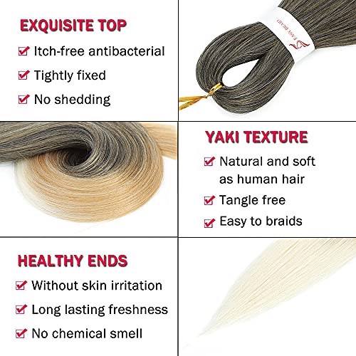 MIYPMUNS 36 Inch Pre Stretched Ombre Braiding Hair Extensions 8 Packs Brown Blonde Synthetic Fiber for Women