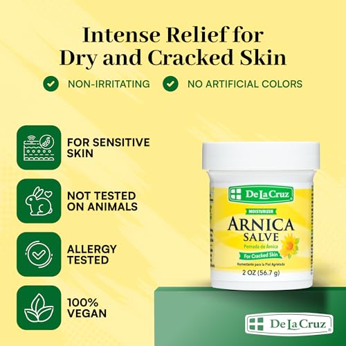 De La Cruz Arnica Salve - Foot Cream for Dry Cracked Heels and Feet - Moisturizing Hand Salve for Dried Hands - 24 Hour Moisture Foot Cream for Dry Cracked Feet and Rough Skin - 2 OZ (6 Pack)