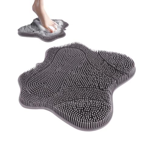 Silicone Foot Scrubber Mat for Shower Bath Foot and Back, Shower Feet Brush Pad with Wall-Mounted Suction Cups