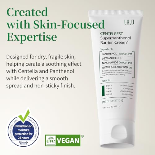 WJ Centelrest Superpanthenol Barrier Face Cream with Niacinamide & Centella, Hydrating Skin Support, 3.38 fl oz