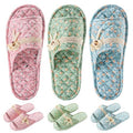 3 Pairs Floral Cotton House Slippers for Women, Open Toe Indoor Slippers Comfortable Washable Portable Foldable Guest Travel Hotel Airplane Spa Slippers