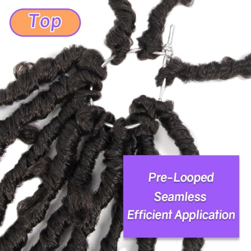 Butterfly Locs Crochet Hair with Curly Ends - 30 Inch, 4# Brown - Pack of 6