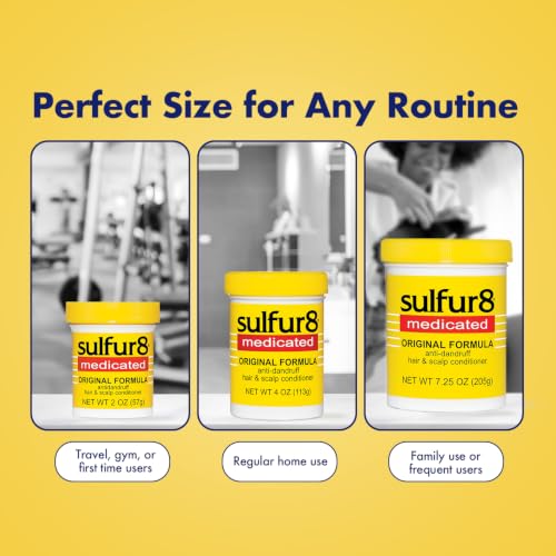 SULFUR8 Medicated Anti-Dandruff Hair & Scalp Conditioner 7.25 oz Pack of 2 - Soothes Itchy Scalp & Moisturizes All Hair Types