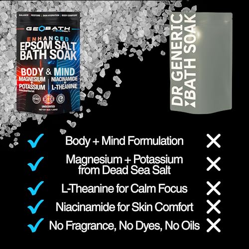 STiiMPAK Mind & Body Bath Soak 3lb - Magnesium & Dead Sea Salt with L-Theanine & Niacinamide for Relaxation