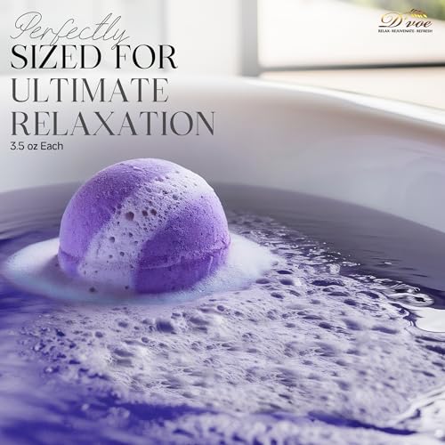 D'Voe Natural Bath Bomb Gift Set - XXL 3.5oz 12 Pcs with Organic Oils & Shea