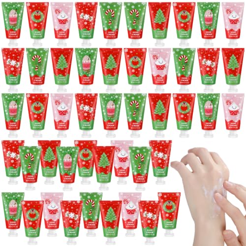 48 Pack Christmas Hand Cream Gifts Set - Mini Moisturizers with Holiday Designs & Flavors
