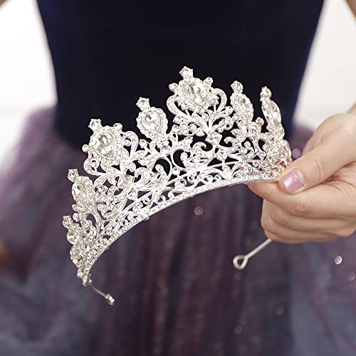 Silver Rhinestone Tiara for Women Girls Bridal Wedding Prom Princess Crown