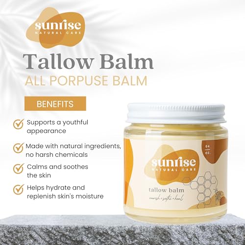 Unwhipped Honey and Tallow Balm - Body and Face Moisturizer - 100% Grass Fed Beef Tallow - 4 Ounces - Unscented (no essential oils)