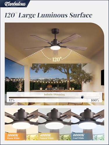 Oil Bronze 52 Inch Ceiling Fan with Lights, Remote & App Control, DC Motor